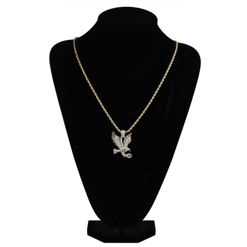 Men's Hip Hop Eagle Necklace with Zircon Pendant