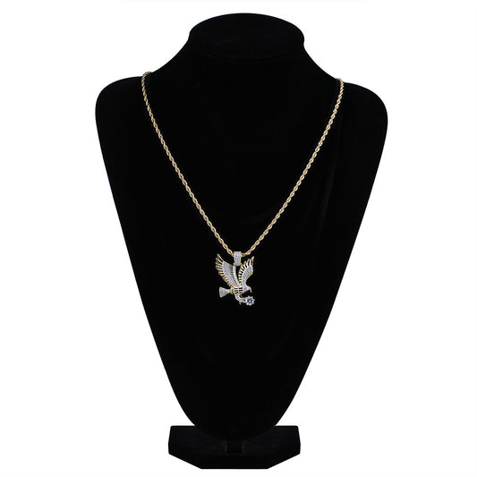 Men's Hip Hop Eagle Necklace with Zircon Pendant