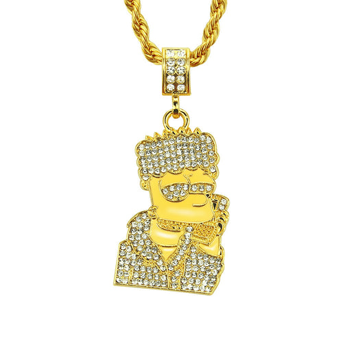 Hip Hop Cartoon Character Necklace with Rhinestones