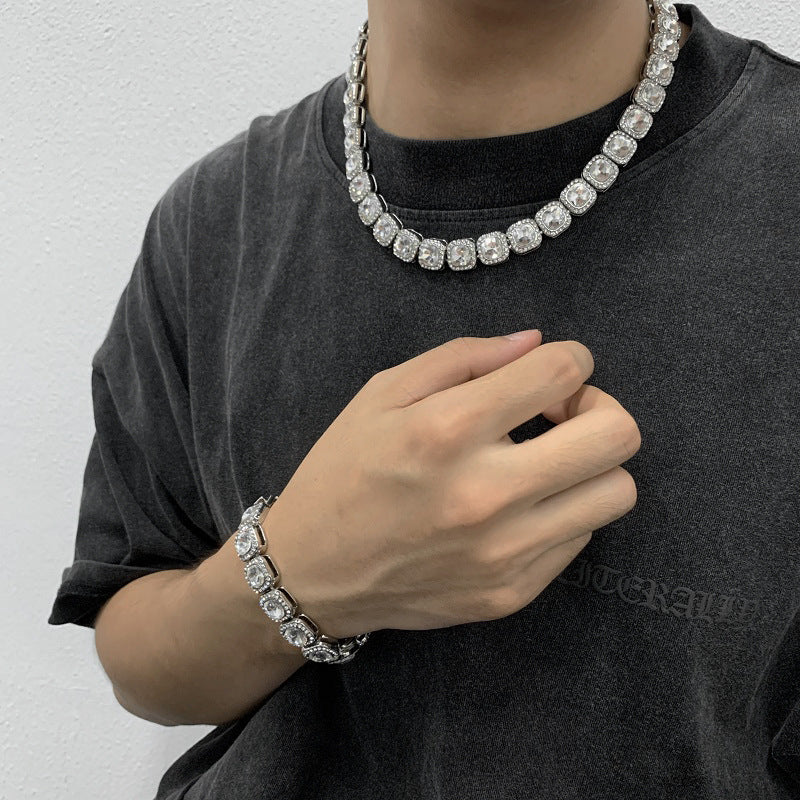 Exaggerated Cuban Link Necklace with Full Diamonds