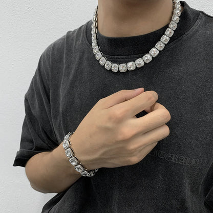 Exaggerated Cuban Link Necklace with Full Diamonds