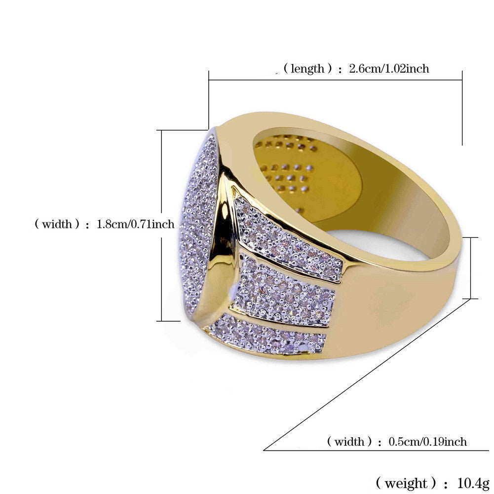 118K Gold Plated Hip Hop Ring with Zircon Stones