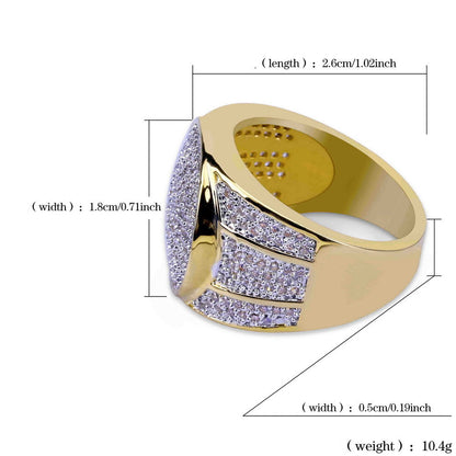 118K Gold Plated Hip Hop Ring with Zircon Stones