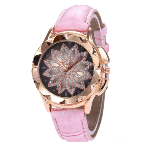 Fashionable Quartz Watch with Creative Design and Rhinestones
