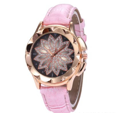 Fashionable Quartz Watch with Creative Design and Rhinestones