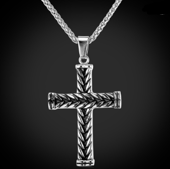 Cross Necklace with Hip Hop Titanium Steel Pendant