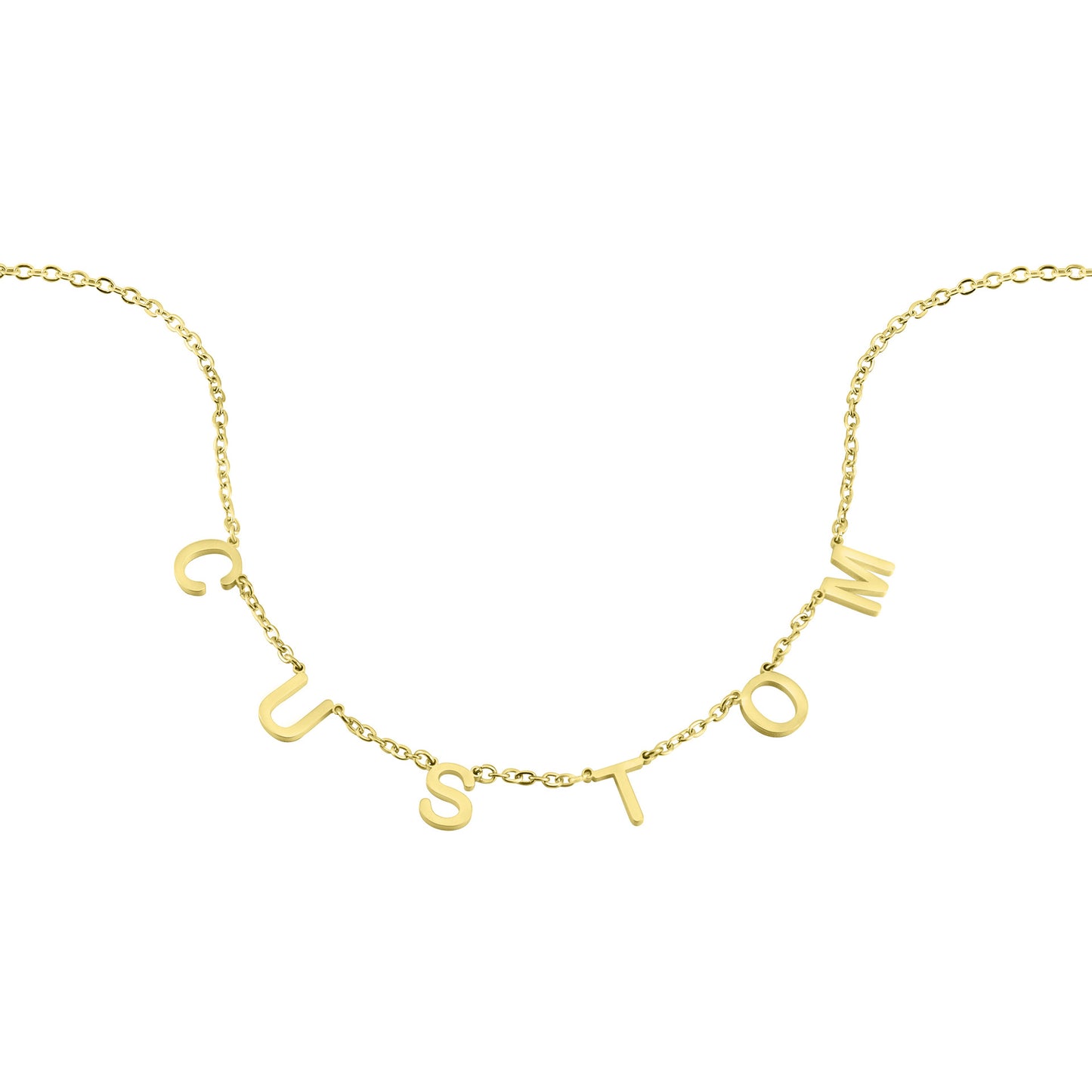 Custom DIY Stainless Steel Initial Necklace in 18K Gold