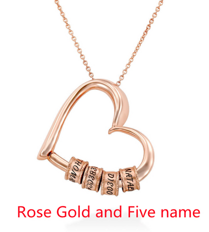 Heart Love Beaded Pendant Necklace,