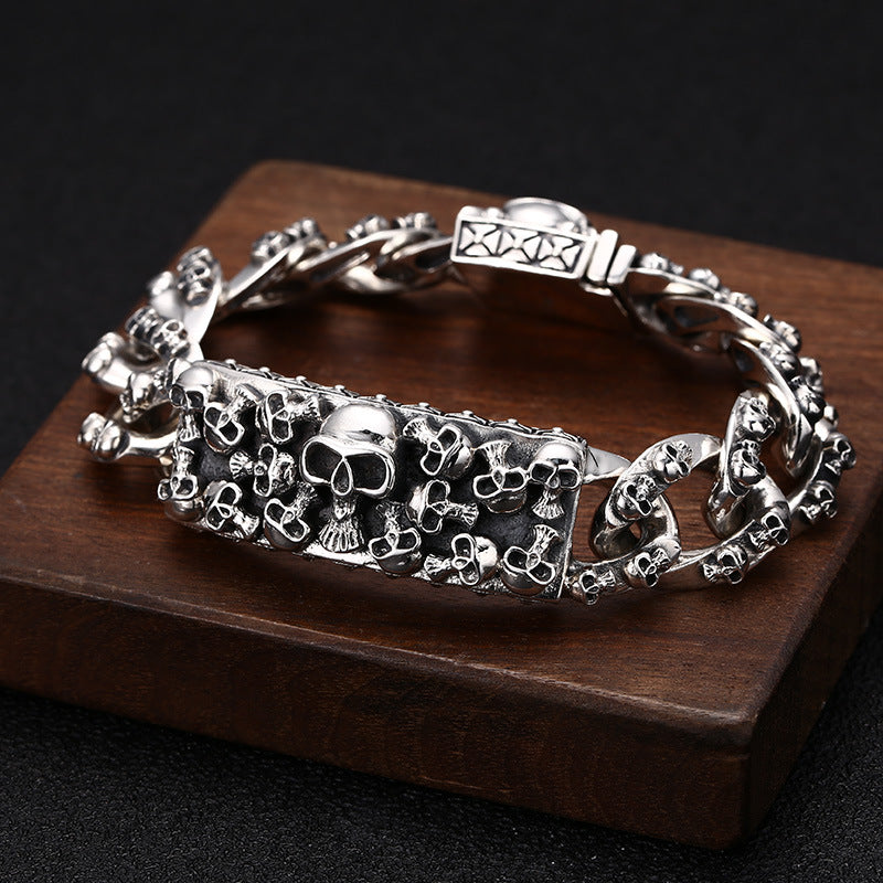 S925 Sterling Silver Men's Personalized Hip Hop Bracelet