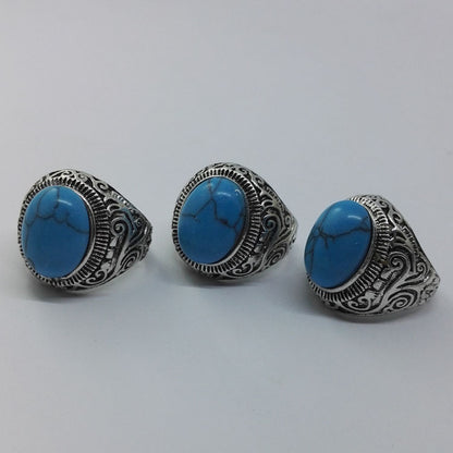 Vintage Turquoise Men's Titanium Steel Ring Wholesale