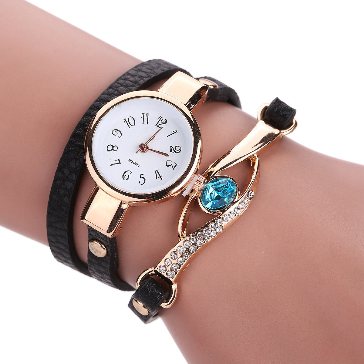 Blue Crystal Long Strap Quartz Bracelet Watch