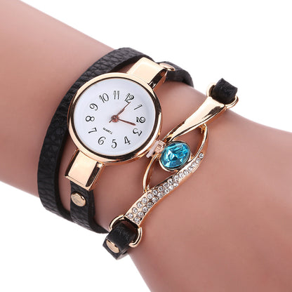 Blue Crystal Long Strap Quartz Bracelet Watch