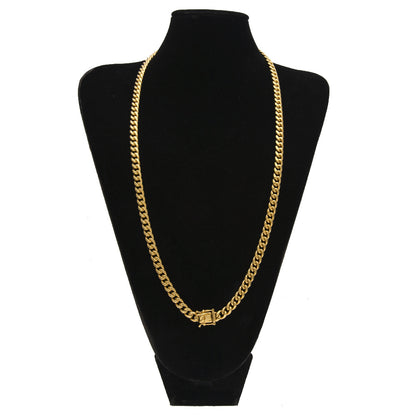 Men's Stainless Steel Cuban Chain Necklace with Clasp