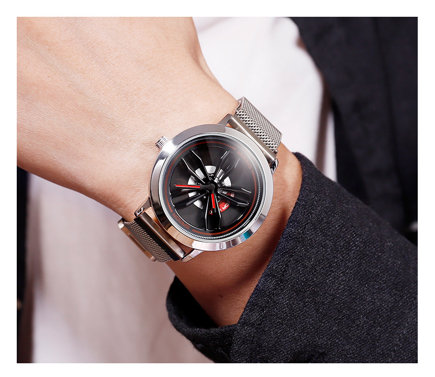 Quartz Watch with Mesh Band and Stylish Design