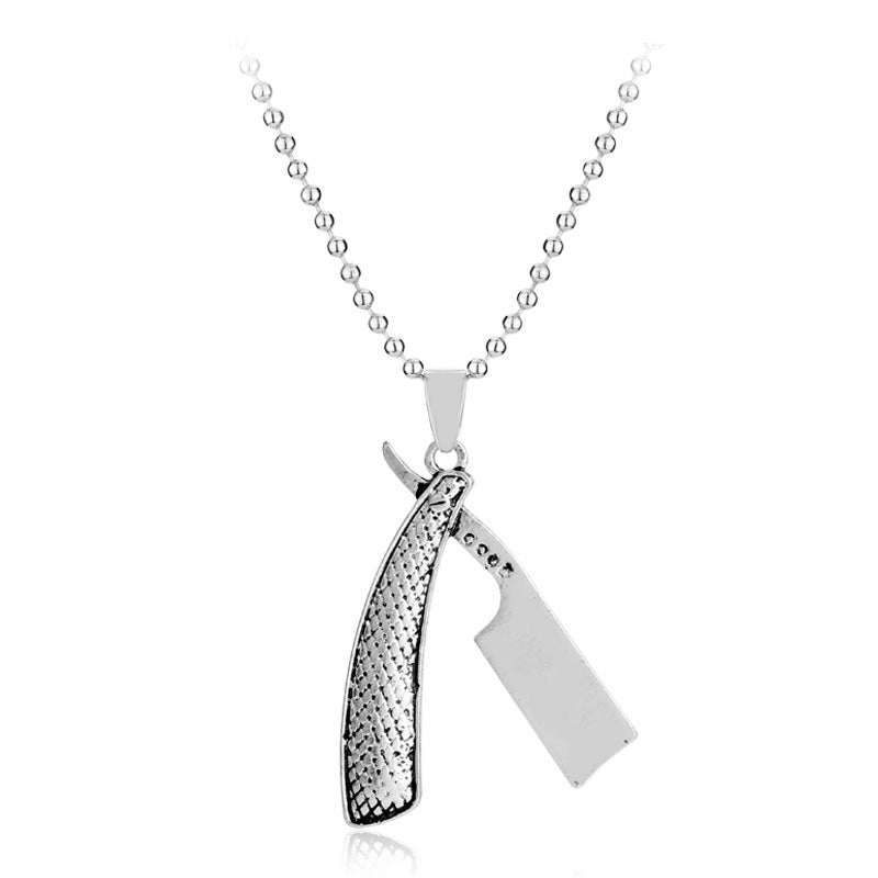 Men's Hip-Hop Alloy Blade Pendant Razor Necklace