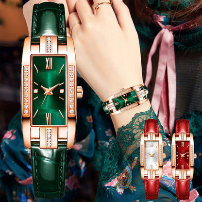 Trendy Women's Diamond-Studded Square Watch