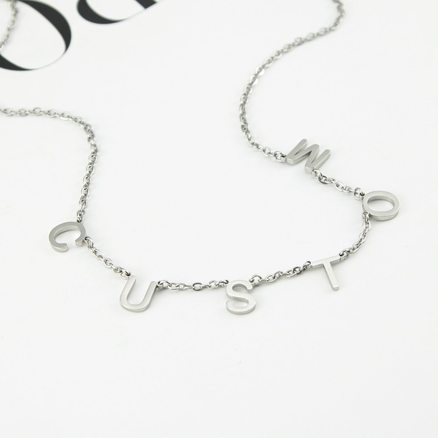 Custom DIY Stainless Steel Initial Necklace in 18K Gold