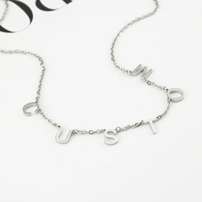 Custom DIY Stainless Steel Initial Necklace in 18K Gold