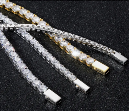 Hip Hop Spring Buckle Single Row Tennis Chain Bracelet
