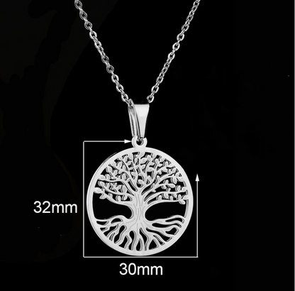 Stainless Steel Tree of Life Pendant Necklace