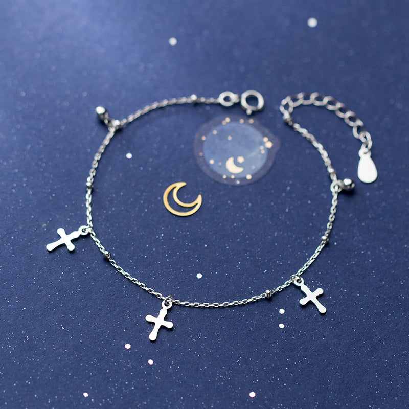 Ailuoqi S925 Silver Bracelet with Cross Charm