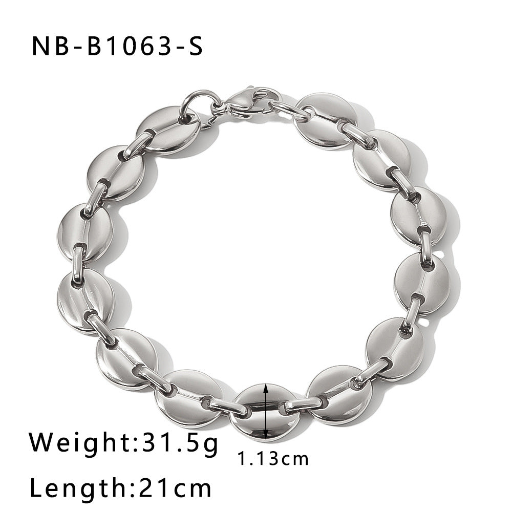 Hip Hop Style Stainless Steel Pig Nose Bracelet