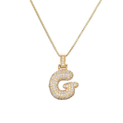 Hip Hop Letter Pendant Necklace with Zircon for Women