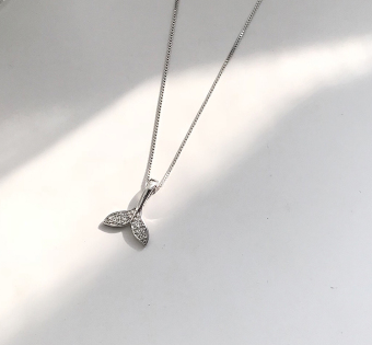 925 Silver Fish Tail Necklace for Women, Minimalist Style