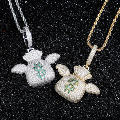 Trendy Hip-Hop Pendant Necklace with Zirconia Stones