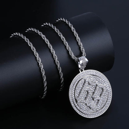 Alloy Rhinestone Hip-Hop Letter 69 Pendant Necklace