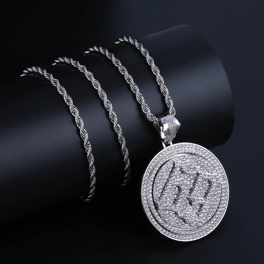Alloy Rhinestone Hip-Hop Letter 69 Pendant Necklace