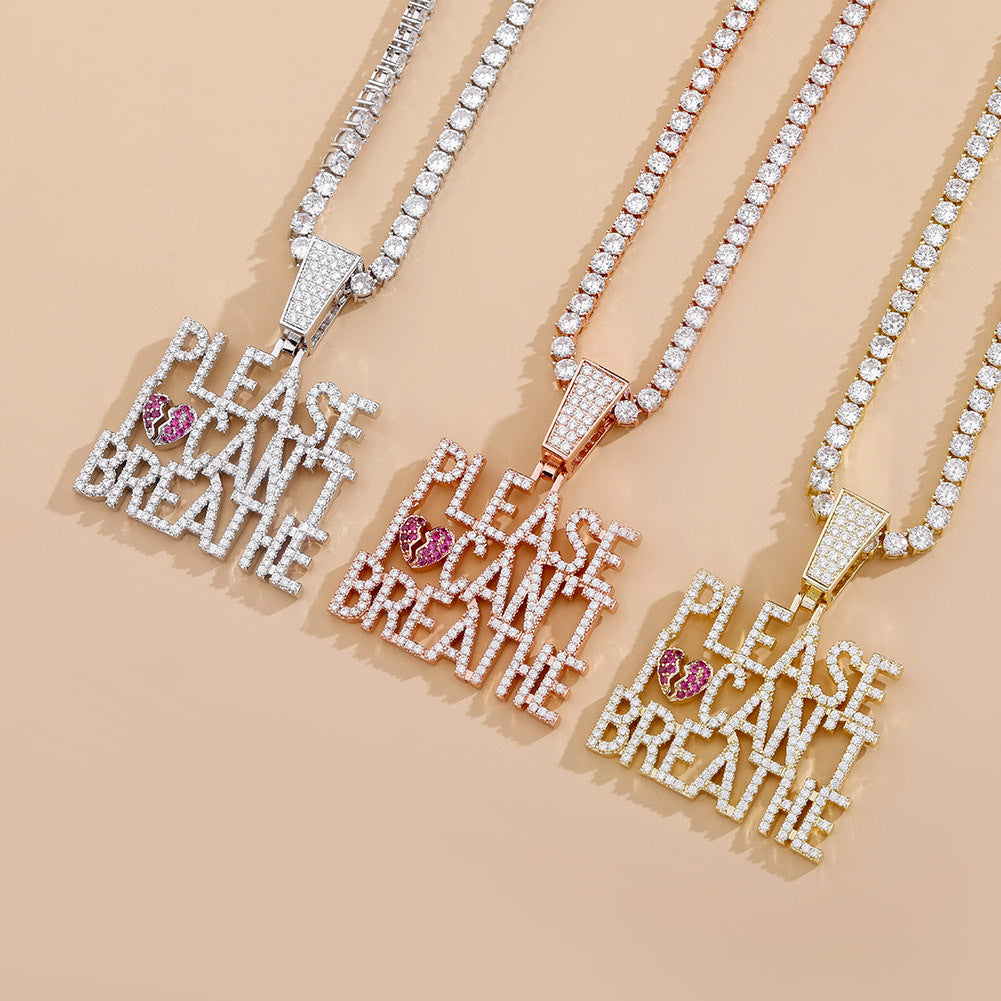 Hip Hop Letter Pendant Necklace with Zirconium Stones