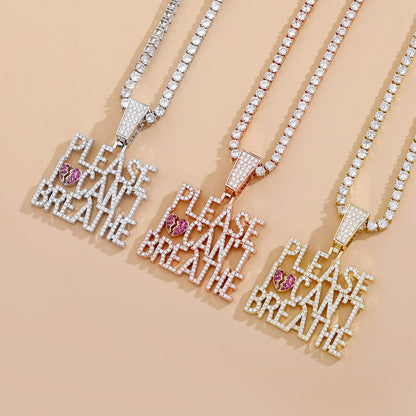 Hip Hop Letter Pendant Necklace with Zirconium Stones