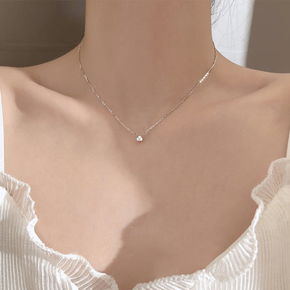 Minimalist 925 Silver Diamond Necklace for Women