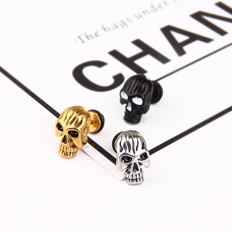 Titanium Steel Vintage Skull Punk Hip-Hop Earrings