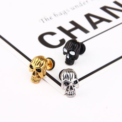 Titanium Steel Vintage Skull Punk Hip-Hop Earrings