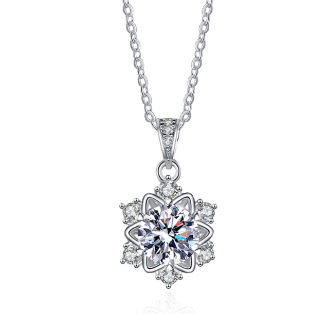 S925 Sterling Silver Snowflake Pendant Necklace