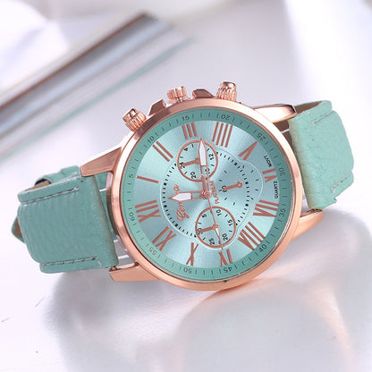 Women's Leather Strap Roman Numeral Watch for All