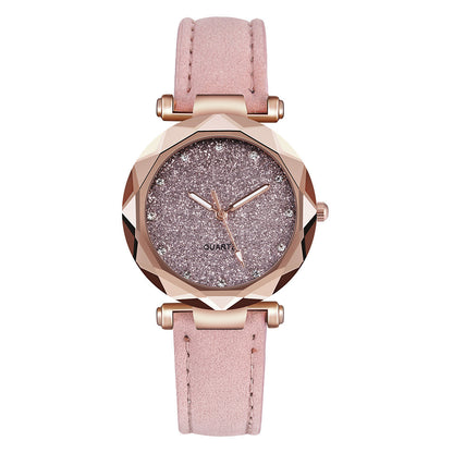 Blush Pink Starry Sky Watch for Girls - Minimalist Design