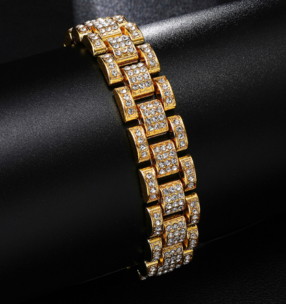 Hip Hop Cuban Chain Diamond Watch Band (EU/US Style)