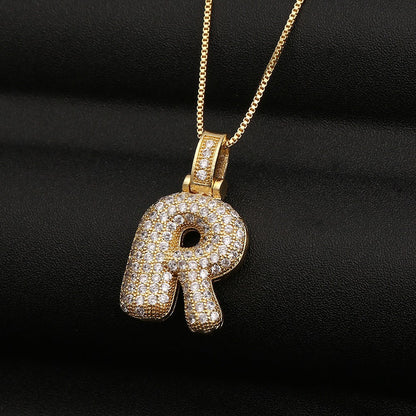 Hip Hop Letter Pendant Necklace with Zircon for Women