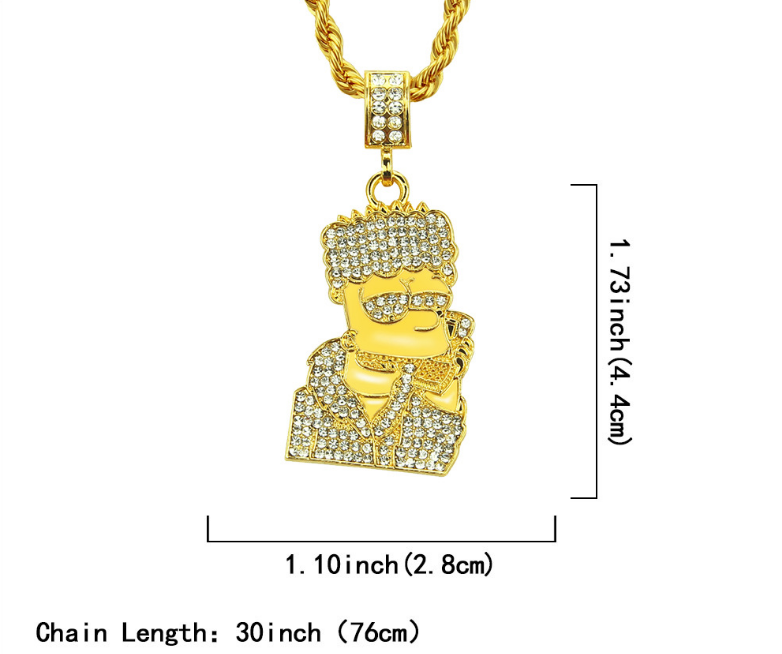 Hip Hop Cartoon Character Necklace with Rhinestones