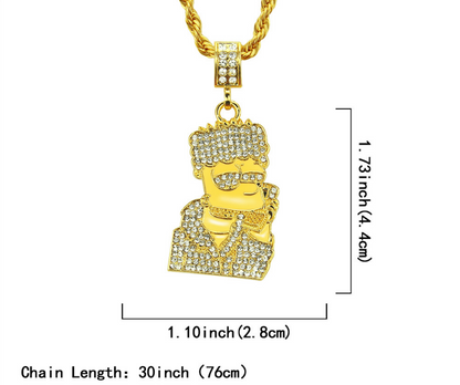 Hip Hop Cartoon Character Necklace with Rhinestones