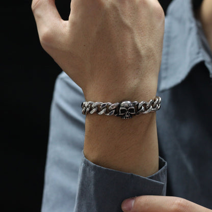 Cuban Link Skull Bracelet for Men in Fashion Style