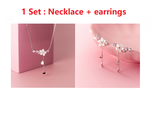 Ailuoqi S925 Silver Shell Flower Necklace with Diamonds