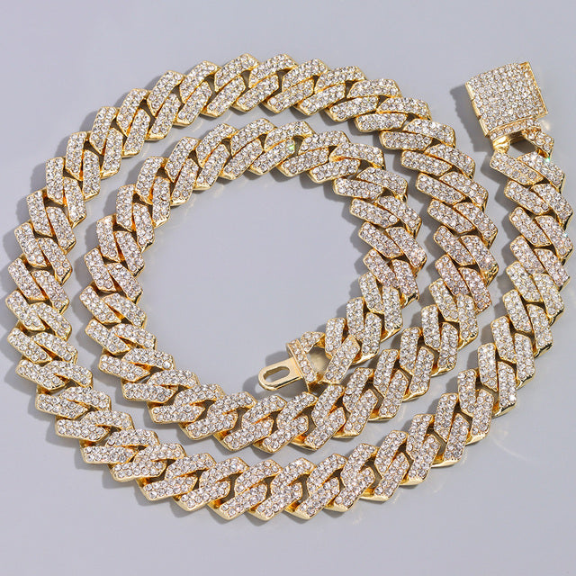 Unisex Zircon Hip Hop Cuban Chain Necklace for Dating