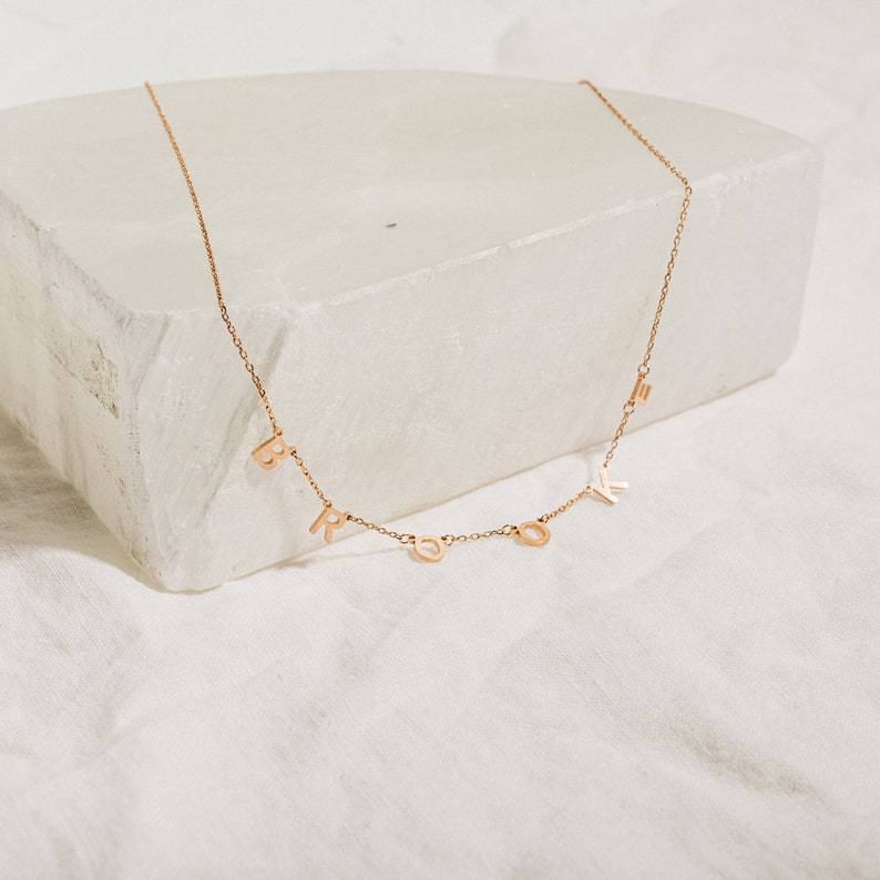 Custom DIY Stainless Steel Initial Necklace in 18K Gold