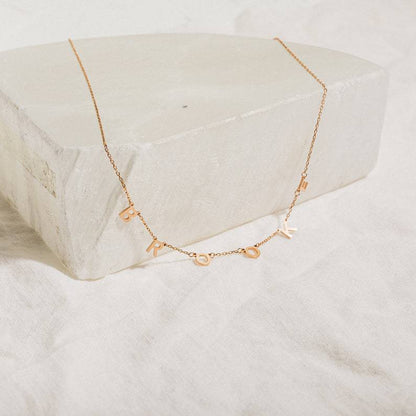 Custom DIY Stainless Steel Initial Necklace in 18K Gold