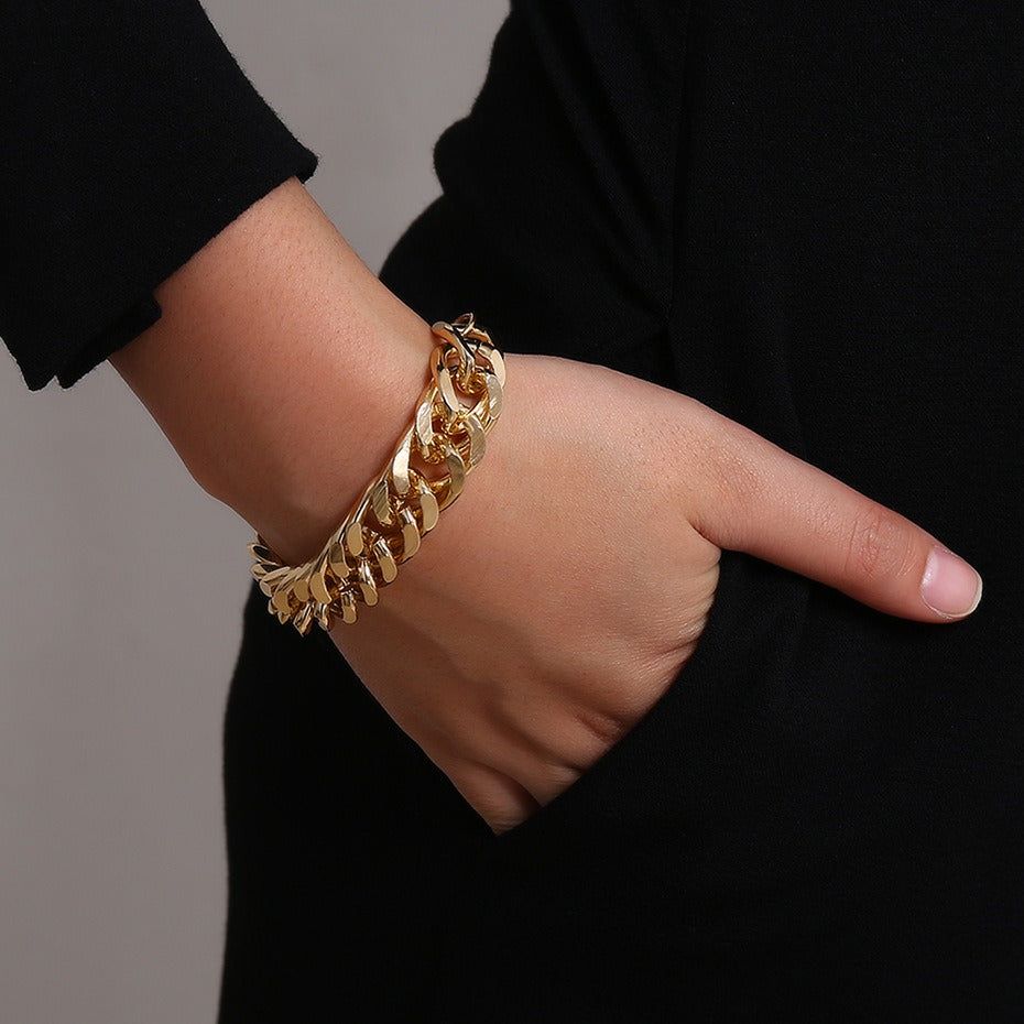 Cuban Curb Punk Gold Bracelet Necklace