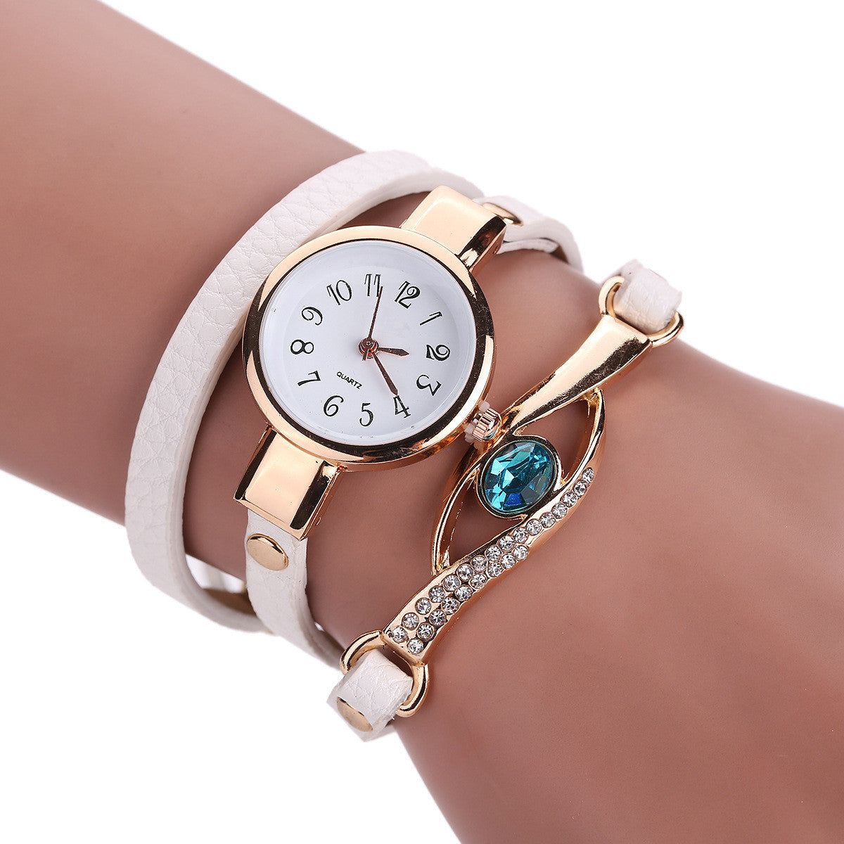 Blue Crystal Long Strap Quartz Bracelet Watch